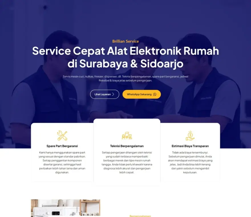 Website Brillian Service buatan Seenau Digital