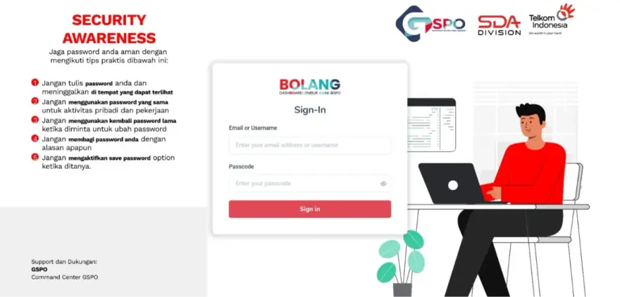 Website Dasbor Karyawan GSPO SDA Telkom Indonesia buatan Seenau Digital